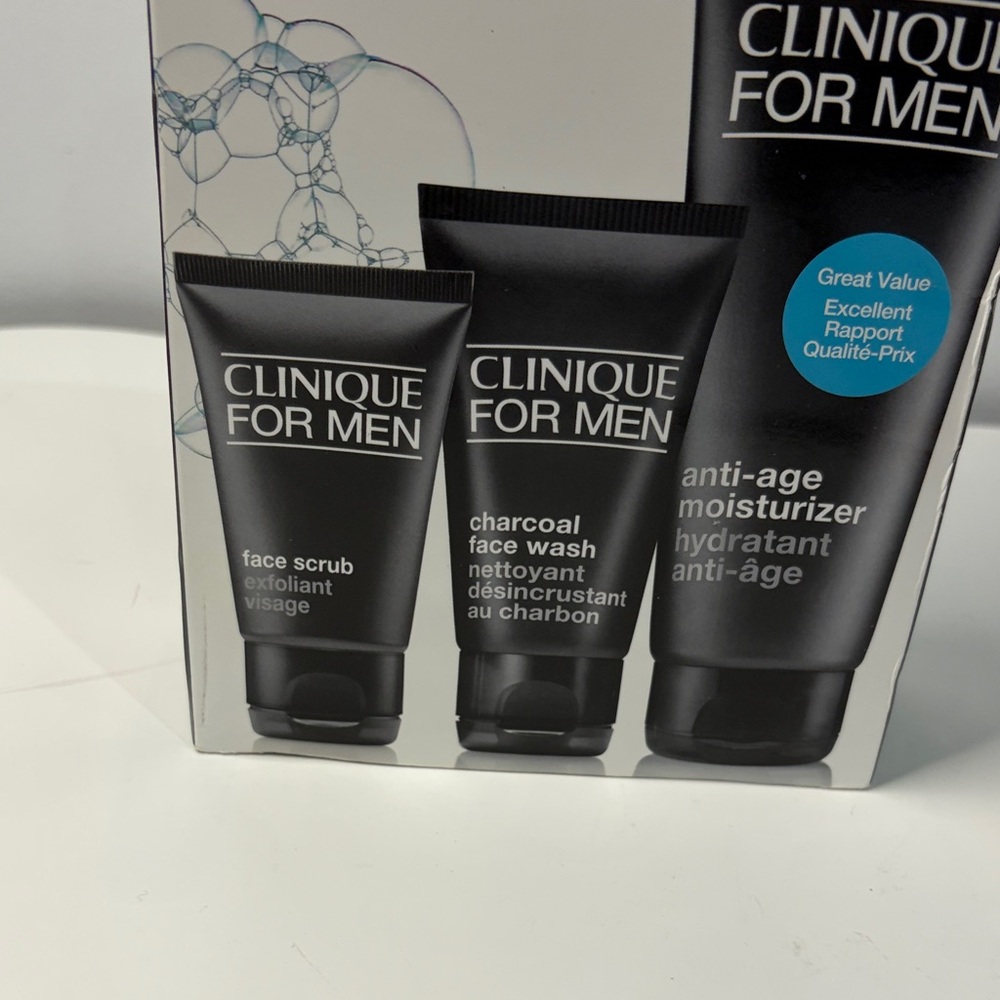 New in box Clinique For Men Charcoal Skincare Trio